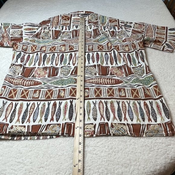 REYN SPOONER Vintage Hawaiian Shirt Geometric Fish Short Sleeve Men's Size XL - Picture 6 of 6